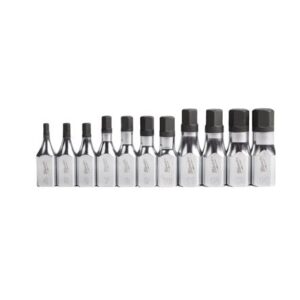 Juego de 11 vasos destornilladores de 3/8" tipo hex.