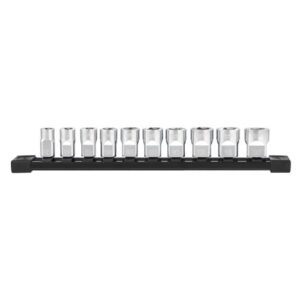 Juego de 10 vasos cortos de 3/8" en raíl de transporte-métrica