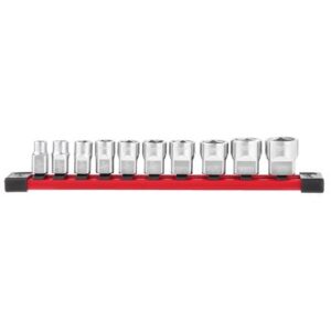 Juego de 10 vasos cortos de 3/8" en raíl de transporte-SAE