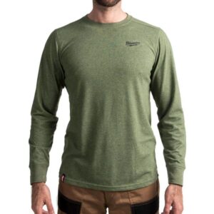 Camiseta híbrida de manga larga, color verde, XXL