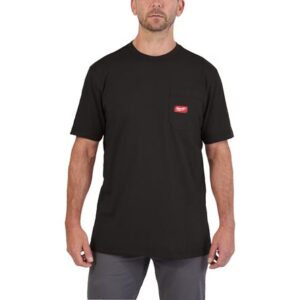 Camiseta de trabajo de manga corta, color negro, XXL