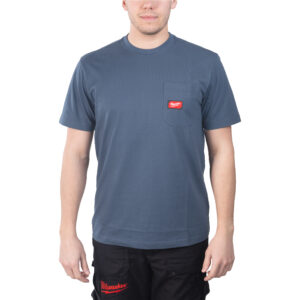 Camiseta de trabajo de manga corta, color azul, XXL