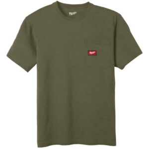 Camiseta de trabajo de manga corta, color verde, XXL