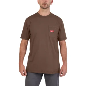 Camiseta de trabajo de manga corta, color marrón, S