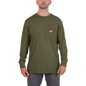 Camiseta de trabajo de manga larga, color verde, M