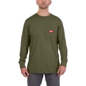 Camiseta de trabajo de manga larga, color verde, XXL