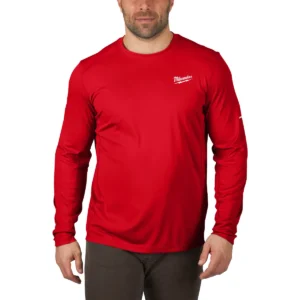 Camiseta para clima templado workskin™ de manga larga, color rojo, XXL