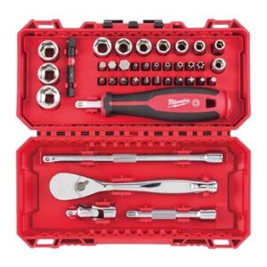 Estuche 38 piezas, carraca y vasos de 1/4" métrica compatible con PACKOUT™
