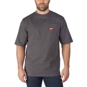 Camiseta de trabajo de manga corta, color gris, XXL