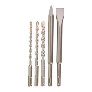 Tubo con 3 brocas M2 puntero y cincel SDS-Plus