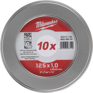 Caja metálica con 10 discos de 125mm para metal (NO INOX)